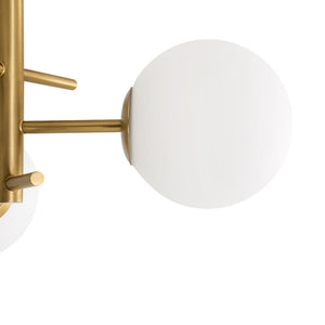 LightFixturesUSA - 3 - Light Frosted Glass Globe Tiered Sputnik Semi Flush Mount - Ceiling Light - Brass - 