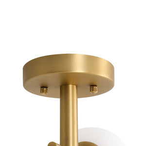 LightFixturesUSA - 3 - Light Frosted Glass Globe Tiered Sputnik Semi Flush Mount - Ceiling Light - Brass - 