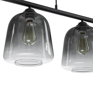 LightFixturesUSA - 3 - Light Gradual Smoked Glass Shade Linear Island Pendant - Chandelier - Black - 