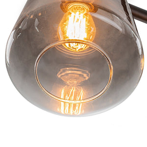 LightFixturesUSA - 3 - Light Gradual Smoked Glass Shade Linear Island Pendant - Chandelier - Black - 