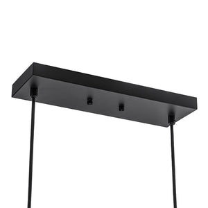 LightFixturesUSA - 3 - Light Gradual Smoked Glass Shade Linear Island Pendant - Chandelier - Black - 