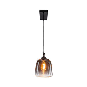 LightFixturesUSA - 3 - Light Gradual Smoked Glass Shade Linear Island Pendant - Chandelier - Black - 