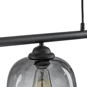 LightFixturesUSA - 3 - Light Gradual Smoked Glass Shade Linear Island Pendant - Chandelier - Black - 