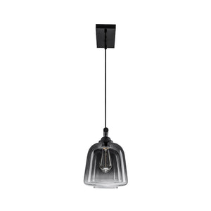 LightFixturesUSA - 3 - Light Gradual Smoked Glass Shade Linear Island Pendant - Chandelier - Black - 
