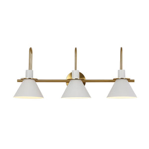 LightFixturesUSA - 3 - Light Metal Conical Shade Bathroom Vanity Wall Sconce - Wall Sconce - White - 