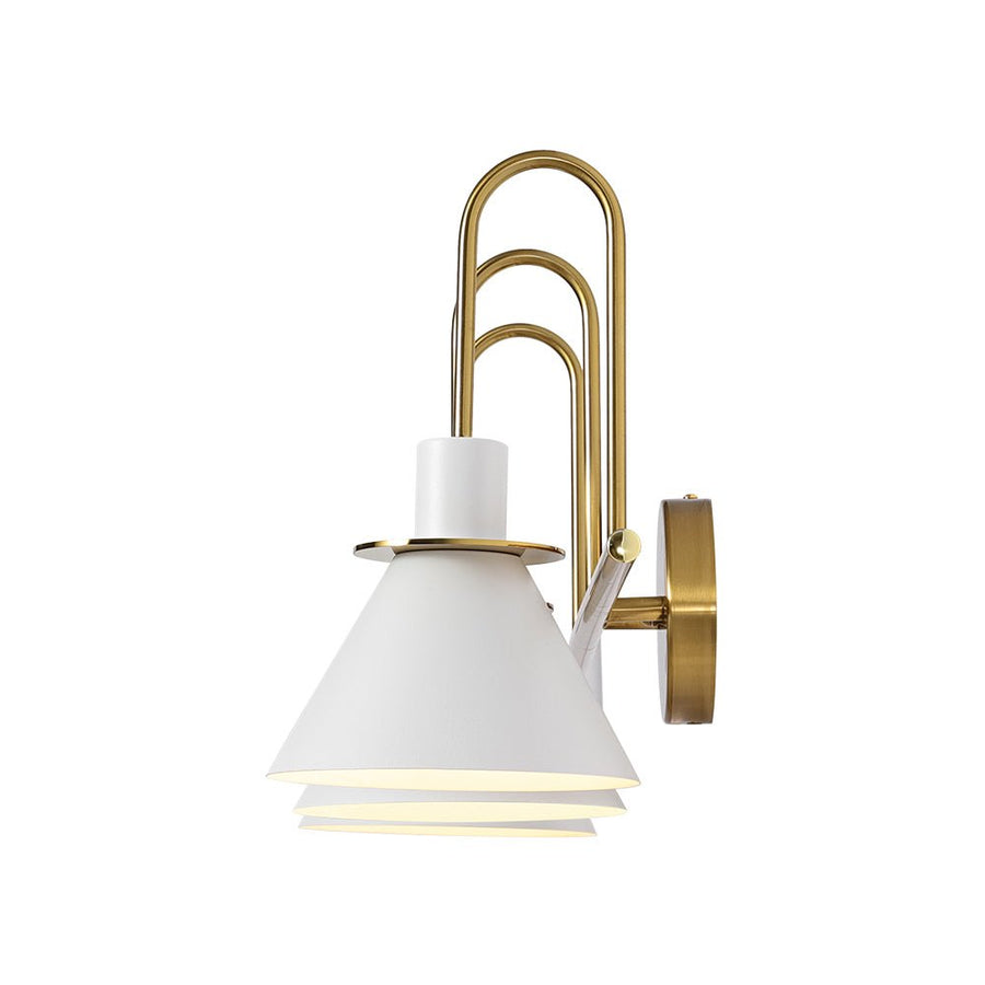 LightFixturesUSA - 3 - Light Metal Conical Shade Bathroom Vanity Wall Sconce - Wall Sconce - White - 