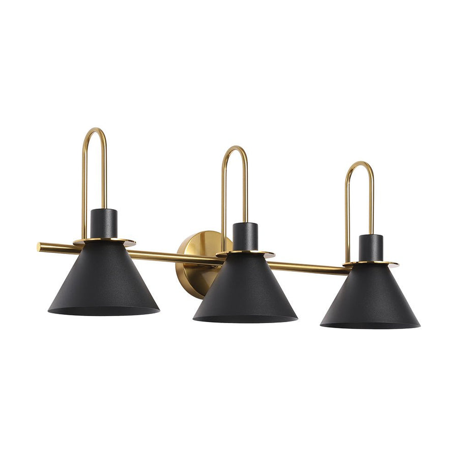 LightFixturesUSA - 3 - Light Metal Conical Shade Bathroom Vanity Wall Sconce - Wall Sconce - White - 