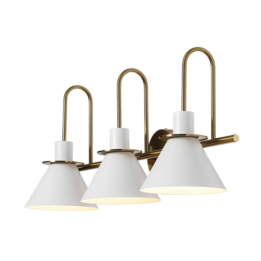 LightFixturesUSA - 3 - Light Metal Conical Shade Bathroom Vanity Wall Sconce - Wall Sconce - White - 
