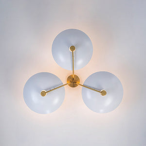 LightFixturesUSA - 3 - Light Modern Iron Brass White Saucer Semi Flush Mount - Ceiling Light - 40.6 in - 