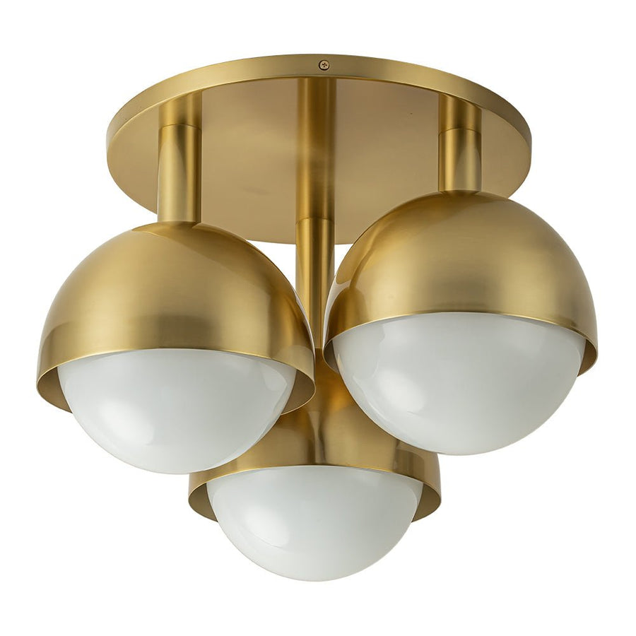 LightFixturesUSA - 3 - Light Opal Glass Globe Semi Flush Mount Light - Ceiling Light - 3 - Lt - Nickel