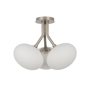 LightFixturesUSA - 3 - Light Opal Glass Sphere Semi Flush Mount Light - Ceiling Light - Brass - 