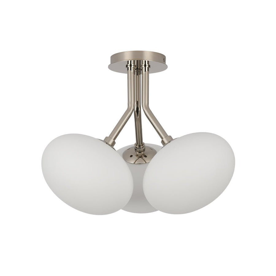 LightFixturesUSA - 3 - Light Opal Glass Sphere Semi Flush Mount Light - Ceiling Light - Brass - 