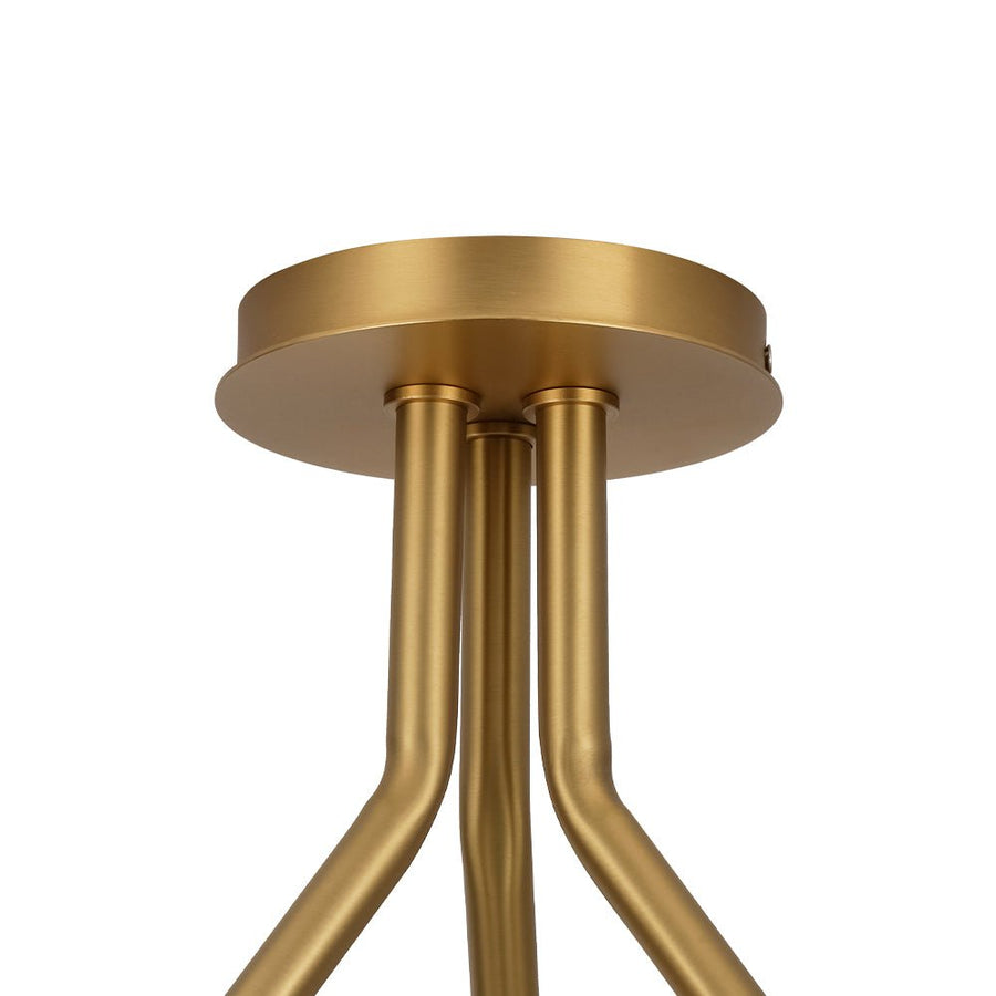 LightFixturesUSA - 3 - Light Opal Glass Sphere Semi Flush Mount Light - Ceiling Light - Brass - 