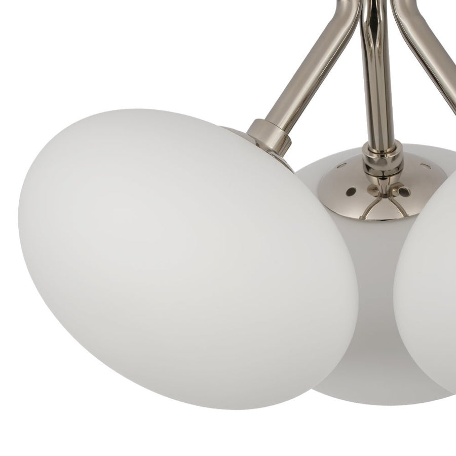 LightFixturesUSA - 3 - Light Opal Glass Sphere Semi Flush Mount Light - Ceiling Light - Brass - 