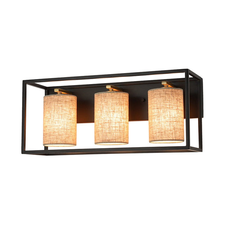 LightFixturesUSA - 3 - light Rectangular Black Frame Linen Wall Sconce - Wall Sconce - 20 in - 