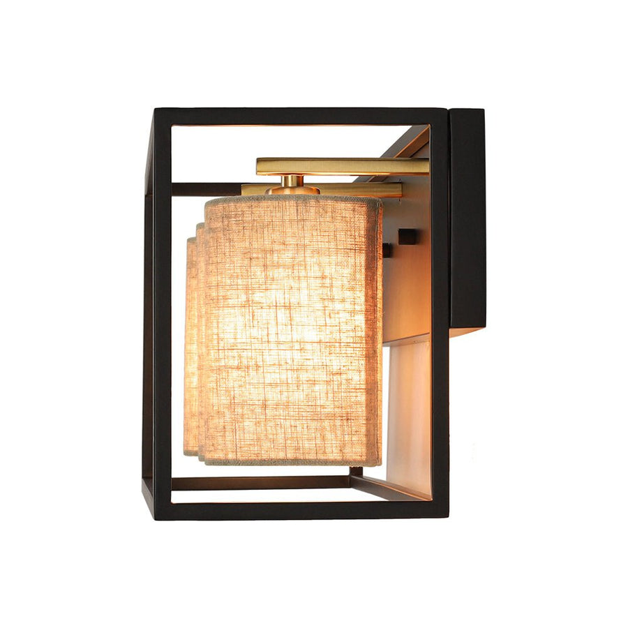 LightFixturesUSA - 3 - light Rectangular Black Frame Linen Wall Sconce - Wall Sconce - 20 in - 