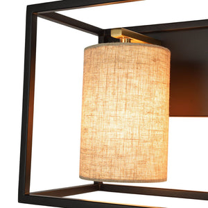 LightFixturesUSA - 3 - light Rectangular Black Frame Linen Wall Sconce - Wall Sconce - 20 in - 
