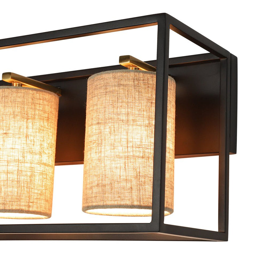 LightFixturesUSA - 3 - light Rectangular Black Frame Linen Wall Sconce - Wall Sconce - 20 in - 