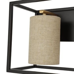 LightFixturesUSA - 3 - light Rectangular Black Frame Linen Wall Sconce - Wall Sconce - 20 in - 