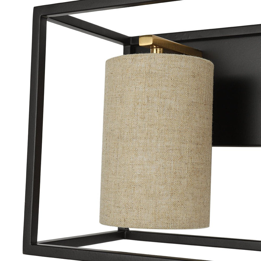 LightFixturesUSA - 3 - light Rectangular Black Frame Linen Wall Sconce - Wall Sconce - 20 in - 