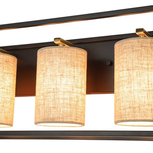 LightFixturesUSA - 3 - light Rectangular Black Frame Linen Wall Sconce - Wall Sconce - 20 in - 