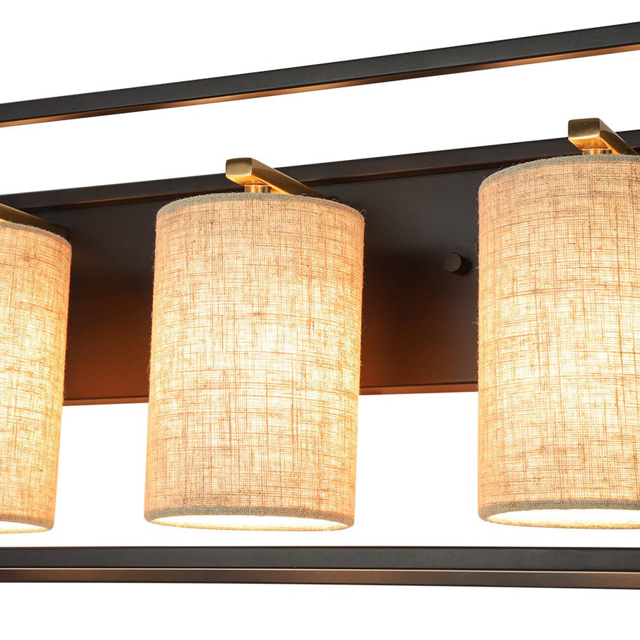 LightFixturesUSA - 3 - light Rectangular Black Frame Linen Wall Sconce - Wall Sconce - 20 in - 