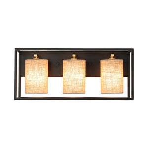 LightFixturesUSA - 3 - light Rectangular Black Frame Linen Wall Sconce - Wall Sconce - 20 in - 