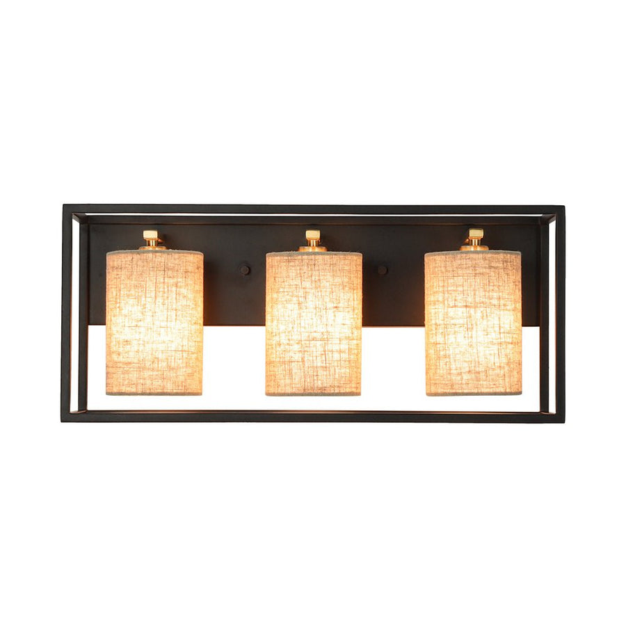 LightFixturesUSA - 3 - light Rectangular Black Frame Linen Wall Sconce - Wall Sconce - 20 in - 