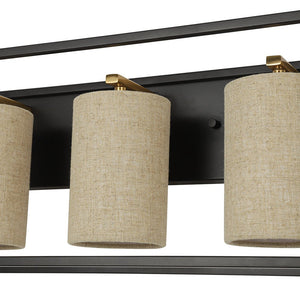 LightFixturesUSA - 3 - light Rectangular Black Frame Linen Wall Sconce - Wall Sconce - 20 in - 