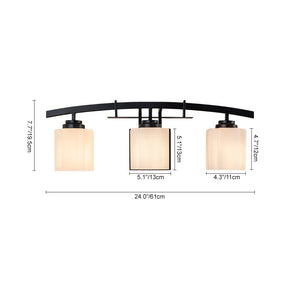 LightFixturesUSA - 3 - Light Shine Opal Glass Bathroom Vanity Wall Lamp - Wall Sconce - Black - 