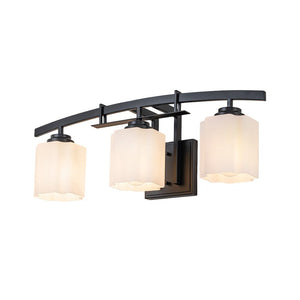 LightFixturesUSA - 3 - Light Shine Opal Glass Bathroom Vanity Wall Lamp - Wall Sconce - Black - 