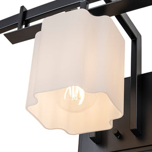 LightFixturesUSA - 3 - Light Shine Opal Glass Bathroom Vanity Wall Lamp - Wall Sconce - Black - 