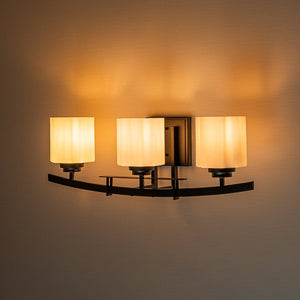 LightFixturesUSA - 3 - Light Shine Opal Glass Bathroom Vanity Wall Lamp - Wall Sconce - Black - 