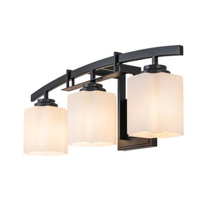 LightFixturesUSA - 3 - Light Shine Opal Glass Bathroom Vanity Wall Lamp - Wall Sconce - Black - 