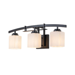 LightFixturesUSA - 3 - Light Shine Opal Glass Bathroom Vanity Wall Lamp - Wall Sconce - Black - 
