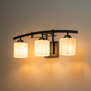 LightFixturesUSA - 3 - Light Shine Opal Glass Bathroom Vanity Wall Lamp - Wall Sconce - Black - 