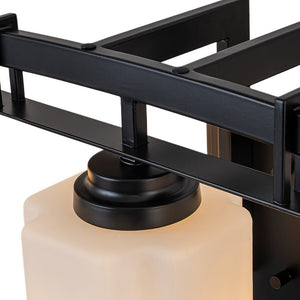 LightFixturesUSA - 3 - Light Shine Opal Glass Bathroom Vanity Wall Lamp - Wall Sconce - Black - 