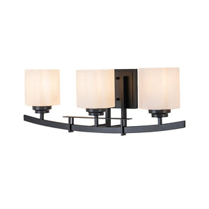 LightFixturesUSA - 3 - Light Shine Opal Glass Bathroom Vanity Wall Lamp - Wall Sconce - Black - 
