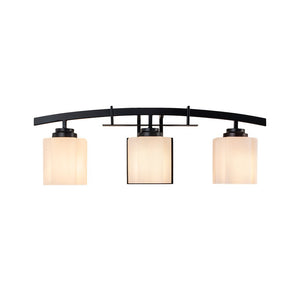 LightFixturesUSA - 3 - Light Shine Opal Glass Bathroom Vanity Wall Lamp - Wall Sconce - Black - 