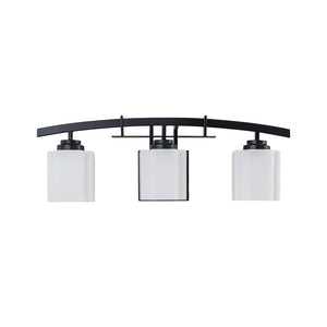 LightFixturesUSA - 3 - Light Shine Opal Glass Bathroom Vanity Wall Lamp - Wall Sconce - Black - 