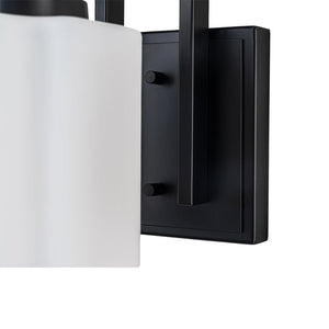 LightFixturesUSA - 3 - Light Shine Opal Glass Bathroom Vanity Wall Lamp - Wall Sconce - Black - 