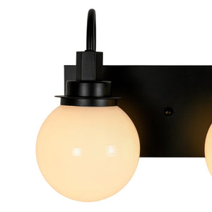 LightFixturesUSA - 3 - Light Shine Opal Glass Globe Bathroom Vanity Wall Sconce - Wall Sconce - Black - 