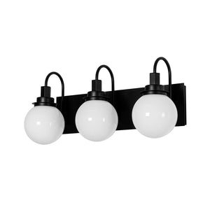 LightFixturesUSA - 3 - Light Shine Opal Glass Globe Bathroom Vanity Wall Sconce - Wall Sconce - Black - 