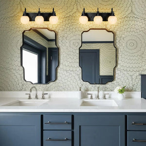LightFixturesUSA - 3 - Light Shine Opal Glass Globe Bathroom Vanity Wall Sconce - Wall Sconce - Black - 