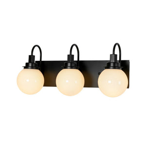 LightFixturesUSA - 3 - Light Shine Opal Glass Globe Bathroom Vanity Wall Sconce - Wall Sconce - Black - 
