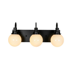 LightFixturesUSA - 3 - Light Shine Opal Glass Globe Bathroom Vanity Wall Sconce - Wall Sconce - Black - 