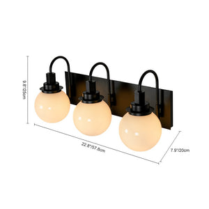LightFixturesUSA - 3 - Light Shine Opal Glass Globe Bathroom Vanity Wall Sconce - Wall Sconce - Black - 