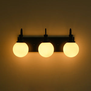 LightFixturesUSA - 3 - Light Shine Opal Glass Globe Bathroom Vanity Wall Sconce - Wall Sconce - Black - 