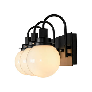LightFixturesUSA - 3 - Light Shine Opal Glass Globe Bathroom Vanity Wall Sconce - Wall Sconce - Black - 