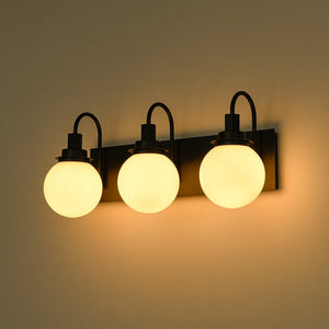 LightFixturesUSA - 3 - Light Shine Opal Glass Globe Bathroom Vanity Wall Sconce - Wall Sconce - Black - 
